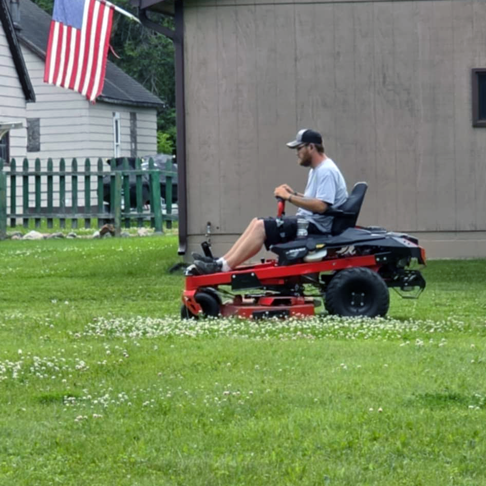 Professional lawn mowing with zero-turn mower
